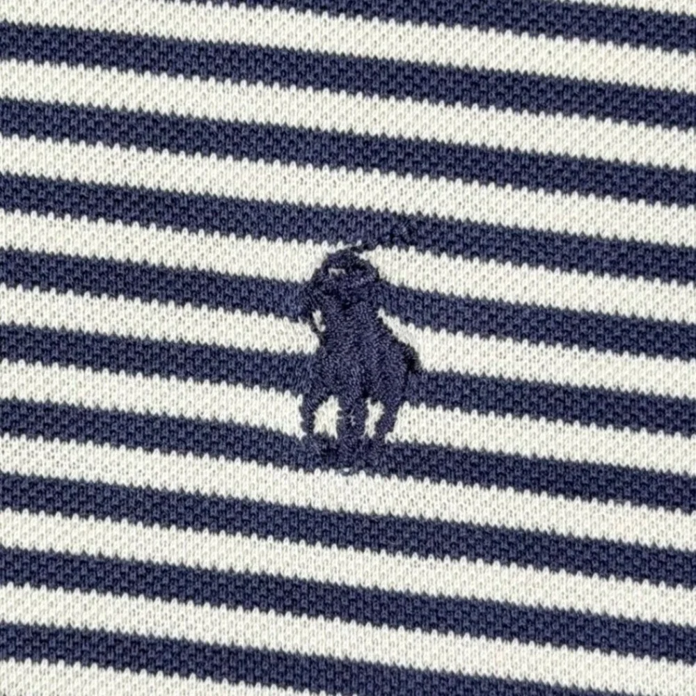 Vintage Polo Golf Ralph Lauren Polo Shirt‎ Mens Large Navy Tan Stripe Pima Pony
